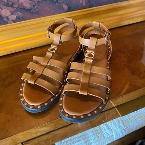 Coach Leather Studded Gladiator Sandals